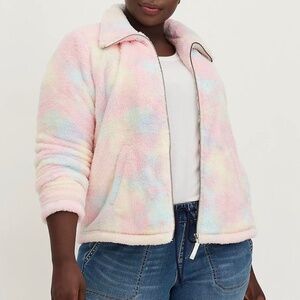 Torrid Tie-Dye Sherpa Fur Zip Jacket